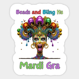 "Retro Rhythms of Mardi Gras: Beads Fusion" - Cajun Party New Orleans Sticker